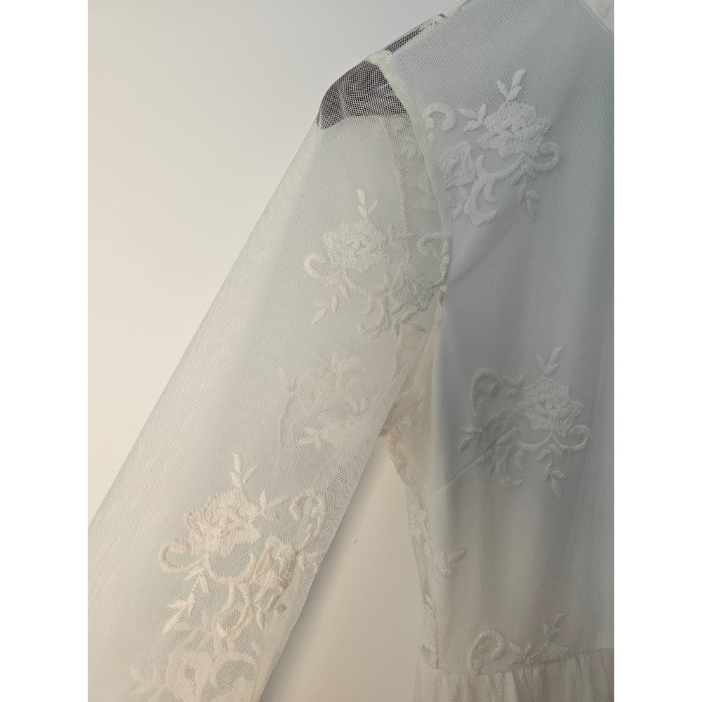 [Cottagecore] Forever 21 Floral Lace Mini Dress Womens L Cream Open Back‎ NWT - Picture 10 of 12
